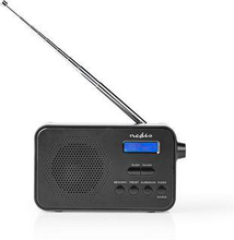 Nedis DAB+ Radio | Portabel design | DAB+ / FM | 1.3 "" | Svart Blå Skärm | Batteridriven / USB ström | Digital | 3.6 W | Hörlursuttag | Väckarklocka | Sov timer | Svart
