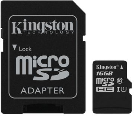 Carte mémoire Kingston 16GB,microSDHC,SDHC-adapter,Class 10 KINGSTON
