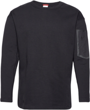 Utility Crew Neck Sweat With Pocket Tops T-shirts Long-sleeved Black Knowledge Cotton Apparel