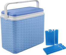 Koelbox blauw rotan 24 liter 40 x 24 x 38 cm incl. 4 koelelementen