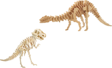 Houten 3D dino puzzel bouwpakket set T-rex en Apatosaurus/langnek