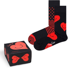 Happy socks Strumpor 2P I Love You Hearts Gift Box Svart mönstrad bomull Strl 36/40