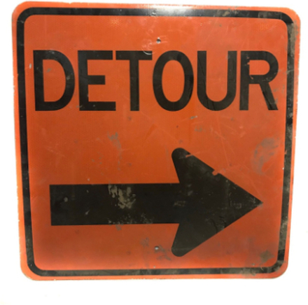 Original Detour Sign 61 x 61 cm