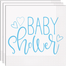 Baby Shower Servetter Ljusblå och Vit