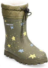 Rd Thermal Flash Stars Kids Shoes Rubberboots High Rubberboots Khaki Green Rubber Duck
