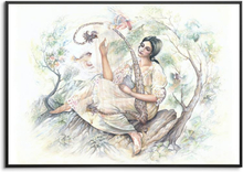 Poster - Persisk Flicka Spelar Harpa (Musik)