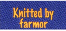 Label dubbelsidig Knitted by Farmor Marinbl
