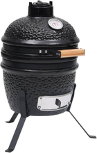 vidaXL Kullgrill med røyker Kamado keramisk 56 cm svart