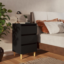 vidaXL Sängbord med ben i massivt trä svart 40x35x69 cm