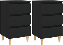 vidaXL Sängbord med ben i massivt trä 2 st svart 40x35x69 cm