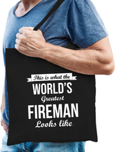 Worlds greatest fireman tas zwart volwassenen - werelds beste brandweerman cadeau tas