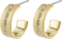 Casey Crystal Detail Huggie Hoops Accessories Jewellery Earrings Hoops Gull Pilgrim*Betinget Tilbud