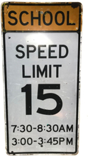 School Speed Limit 15 Metalen Straatbord - Origineel