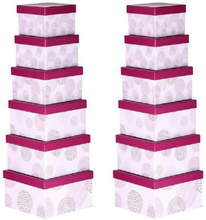 Set van 12x stuks roze gestipte cadeaudoosjes 13,5-21 cm vierkant
