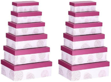 Set van 12x stuks roze gestipte cadeaudoosjes 16,5-28,5 cm rechthoekig