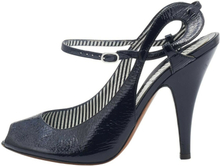 Moschino svart patentskinn Peep Toe Strappy Sandals Size 40